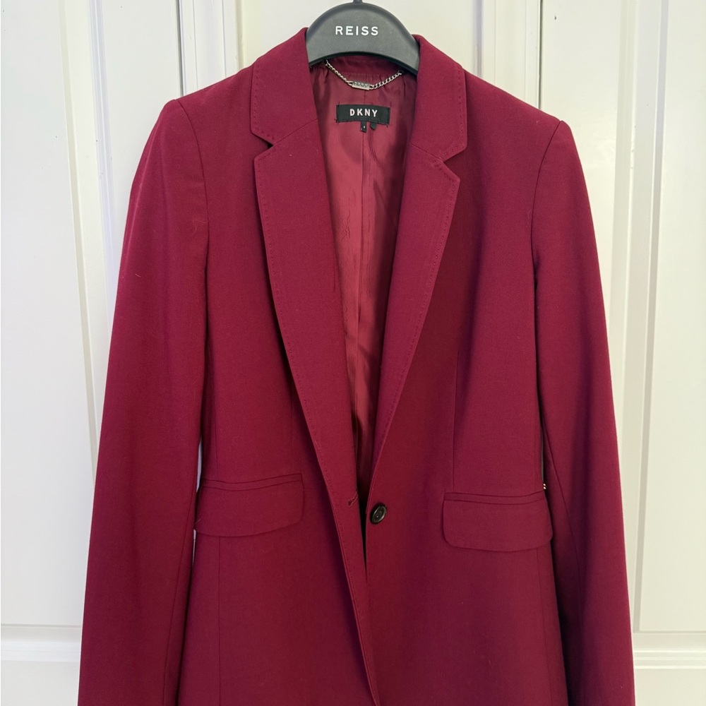 Dkny Red Blazer Tailored Professional Suit Jacket